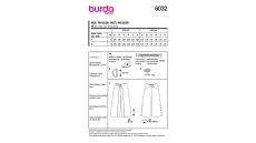 Strih Burda 6032 - Nohavice so širokými nohavicami, dvojvrstvové nohavice