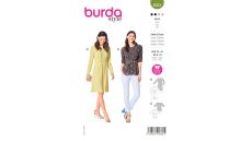 Strih Burda 6033 - Šaty s gombíkmi a riasením, blúzka