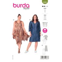 Strih Burda 6036 - Športové šaty s vreckami, voľné šaty