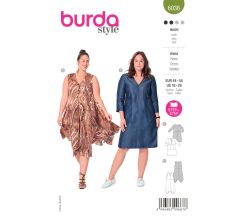 Strih Burda 6036 - Športové šaty s vreckami, voľné šaty