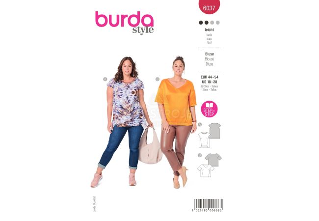 Strih Burda 6037 - Voľná blúzka