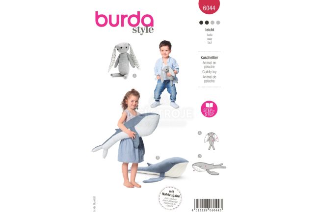 Strih Burda 6044 - Zajačik, veľryba, hračky, dekorácie pre deti