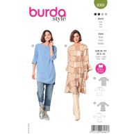 Strih Burda 6060 - Tunika, šaty s volánmi