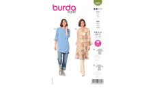 Strih Burda 6060 - Tunika, šaty s volánmi