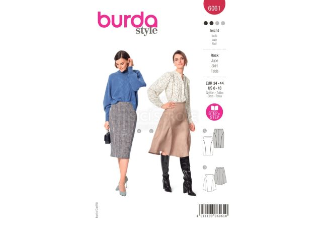 Strih Burda 6061 - Sukňa, rozšírená sukňa