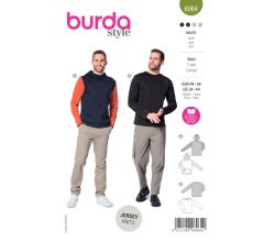 Strih Burda 6064 - Pánske tričko s dlhým rukávom, mikina s kapucňou