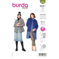 Strih Burda 6069 - Kabát bez goliera s farebnými blokmi, sako