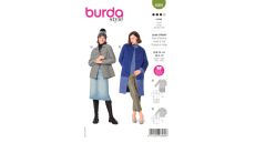 Strih Burda 6069 - Kabát bez goliera s farebnými blokmi, sako