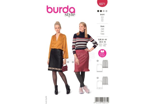 Strih Burda 6071 - Rovná sukňa