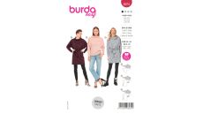 Strih Burda 6074 - Rolák, rolákové šaty s netopierími rukávmi