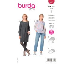 Strih Burda 6077 - Balónové šaty, blúzka