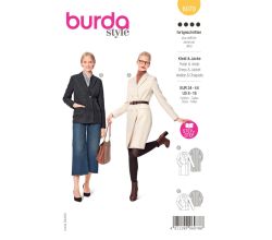 Strih Burda 6078 - Sakové šaty, dlhé sako, dvojradové sako
