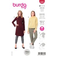 Strih Burda 6080 - Tričko, rolák, rolákové šaty s dlhým rukávom