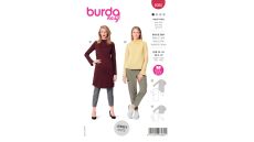 Strih Burda 6080 - Tričko, rolák, rolákové šaty s dlhým rukávom