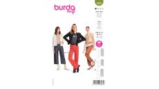 Strih Burda 6085 - Rovné nohavice s gumou v páse