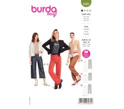 Strih Burda 6085 - Rovné nohavice s gumou v páse