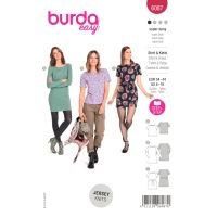 Strih Burda 6087 - Tričko s lodičkovým výstrihom, tričkové šaty