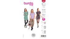 Strih Burda 6087 - Tričko s lodičkovým výstrihom, tričkové šaty
