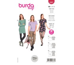 Strih Burda 6087 - Tričko s lodičkovým výstrihom, tričkové šaty