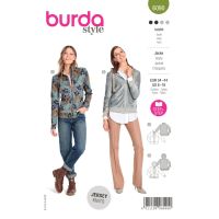 Strih Burda 6090 - Mikina na zips s kapucňou, mikina s vysokým golierom