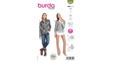 Strih Burda 6090 - Mikina na zips s kapucňou, mikina s vysokým golierom