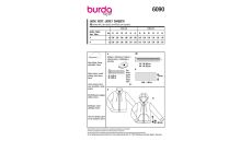 Strih Burda 6090 - Mikina na zips s kapucňou, mikina s vysokým golierom