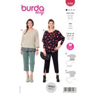 Strih Burda 6098 - Voľné tričko s 3/4 rukávom pre plnoštíhle