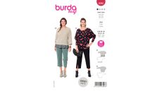 Strih Burda 6098 - Voľné tričko s 3/4 rukávom pre plnoštíhle