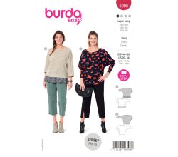 Strih Burda 6098 - Voľné tričko s 3/4 rukávom pre plnoštíhle