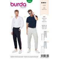Strih Burda 6350 - Pánske nohavice s lampasom, pánske letné nohavice