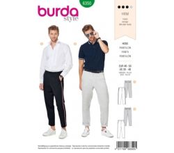 Strih Burda 6350 - Pánske nohavice s lampasy, pánske letné nohavice