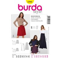 Strih Burda 6980 - Zavinovacia nohavicová sukňa, culottes