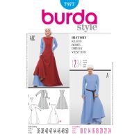 Strih Burda 7977 - Stredoveké šaty, hradná pani, kráľovná