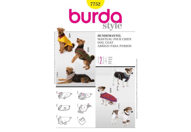 Strih Burda 7752 - Oblečky pre psov