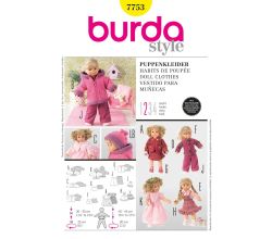 Strih Burda 7753 - Oblečenie pre bábiky