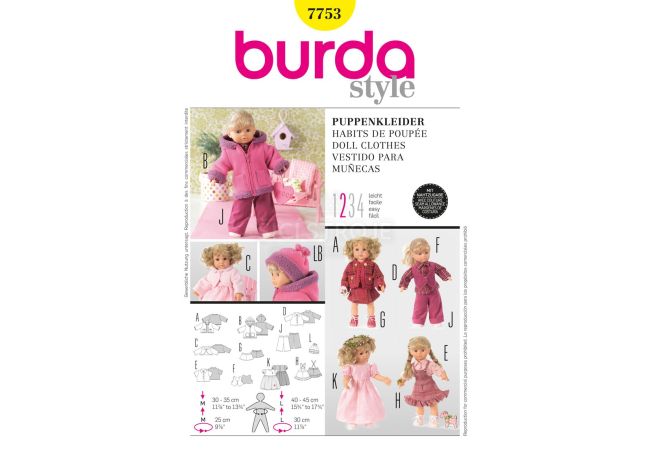 Strih Burda 7753 - Oblečky pre bábiky