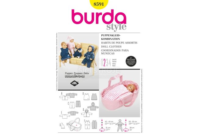 Strih Burda 8591 - Oblečky pre bábiky