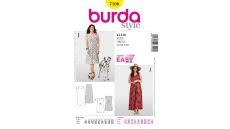 Strih Burda 7100 - Voľné tričkové šaty pre plnoštíhle
