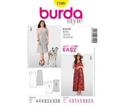 Strih Burda 7100 - Voľné tričkové šaty pre plnoštíhle