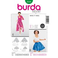 Strih Burda 2518 - RocknRolla, tanečné sukne, kolesové sukne