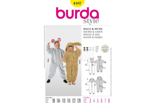 Strih Burda 4107 - Myška, psík