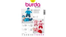 Strih Burda 9451 - Detské zavinovacie tričko, nohavice, čiapky