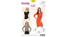 Strih Burda 6910 - Tričko, jednoduché džersejové šaty