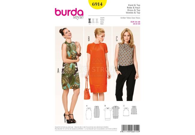 Strih Burda 6914 - Balónové šaty, top