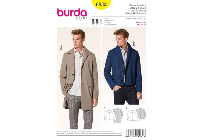 Strih Burda 6932 - Pánsky kabát