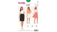 Strih Burda 6937 - Rovná sukňa, áčková sukne, zavinovacie sukne s gumou v páse