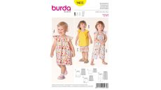 Strih Burda 9435 - Detské šaty, blúzka, kraťasy, overal