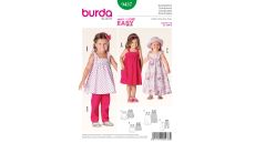 Strih Burda 9437 - Jednoduché detské šaty, dlhé letné šaty, nohavice
