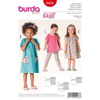 Strih Burda 9438 - Detské jednoduché šaty