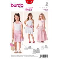 Strih Burda 9442 - Detská jednoduchá sukňa, tylová sukňa